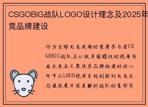 CSGOBIG战队LOGO设计理念及2025年电竞品牌建设